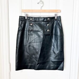 Carmen Marc Valvo Faux Leather Black Skirt Size 6
